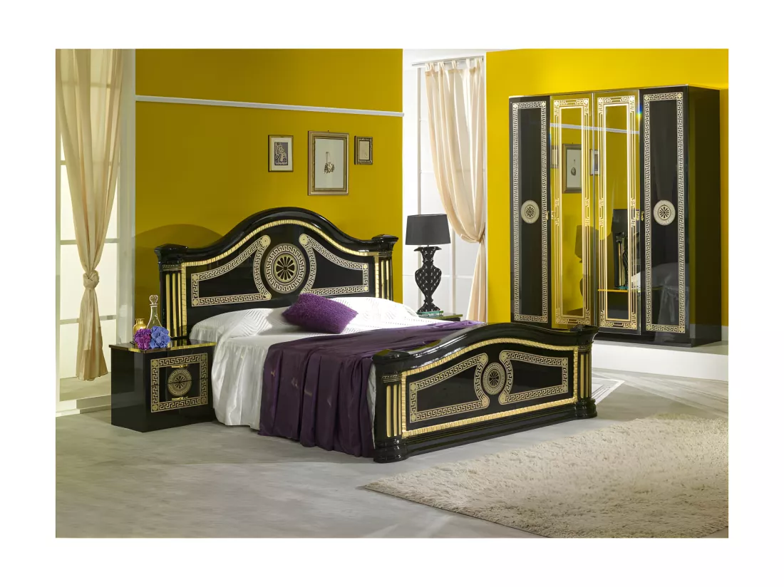 Chambre complète 160x200 Noir/Doré - BLAIR