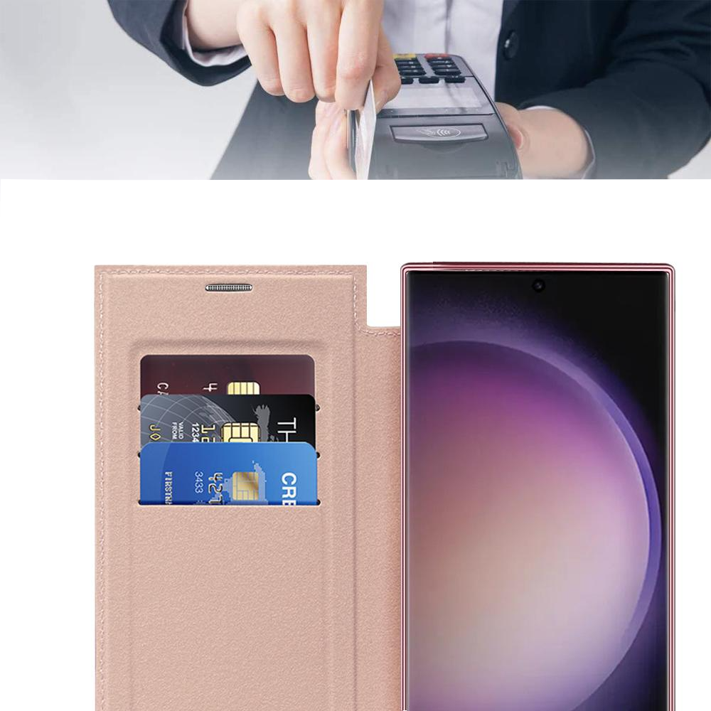 Samsung Galaxy S24 Ultra Hybrid Leder Tasche   Kunststoff Rückseite MagSafe-Modul - Rosa / Transparent