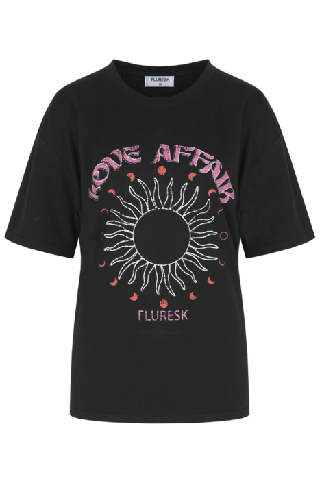 Fluresk zwarte dames t-shirt