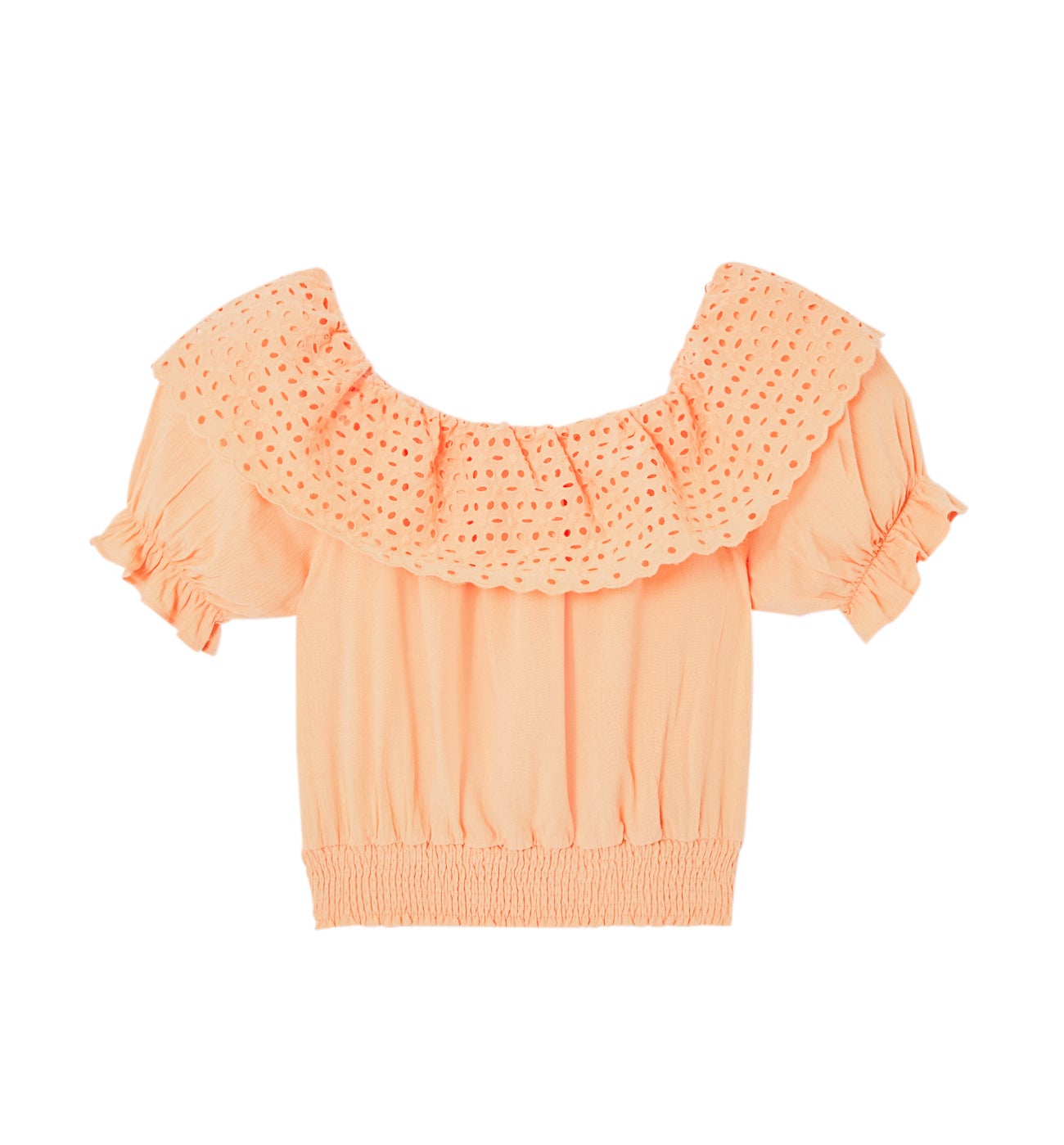 Blouse à encolure Bardot - Saumon clair