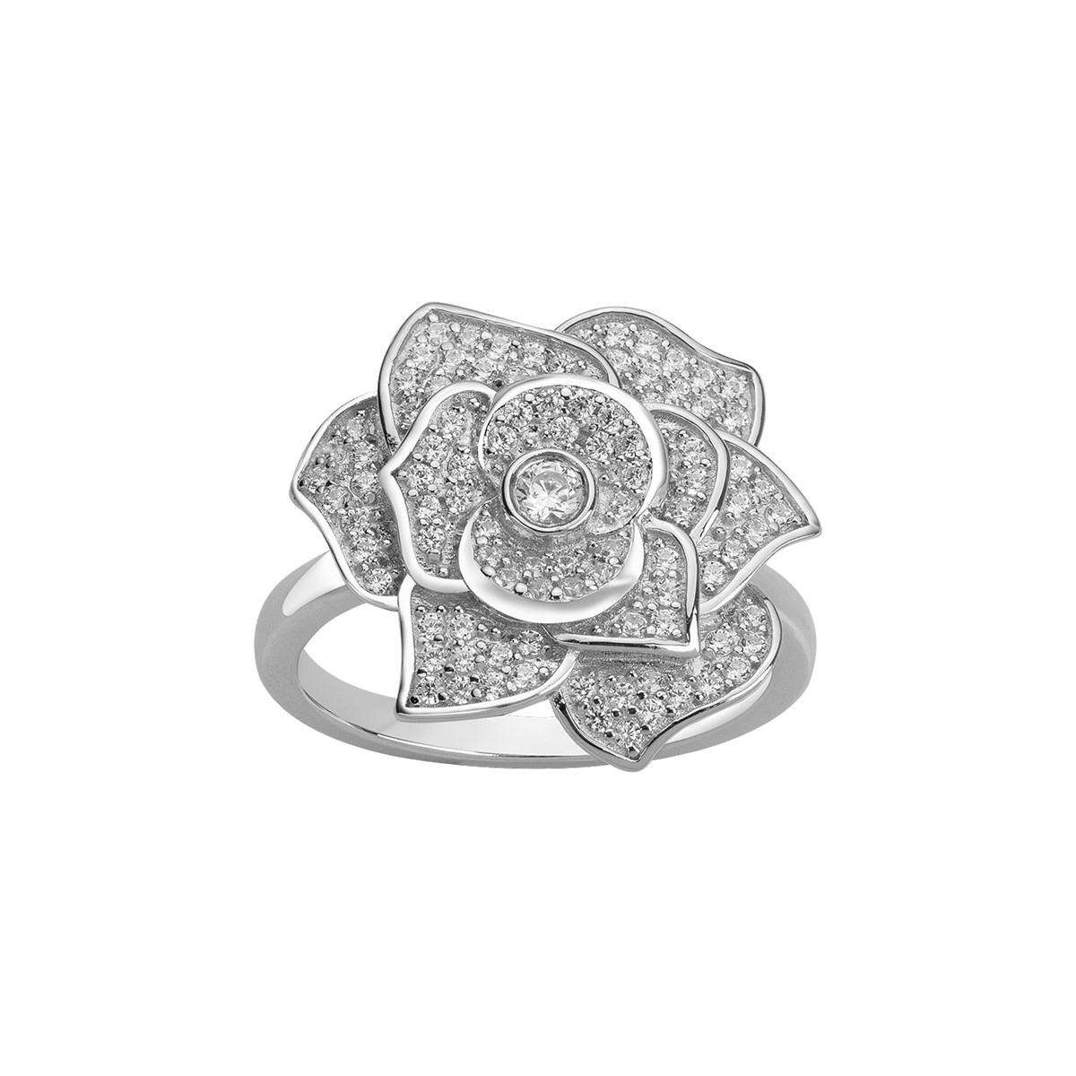 Bague en Argent avec oxyde de zirconium blanc