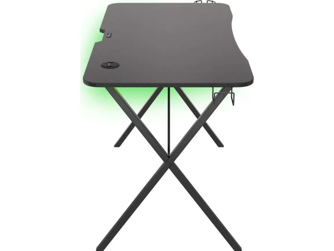 Genesis Holm 200 RGB - Skrivebord - rektangulær med konturerede hjørner - sort