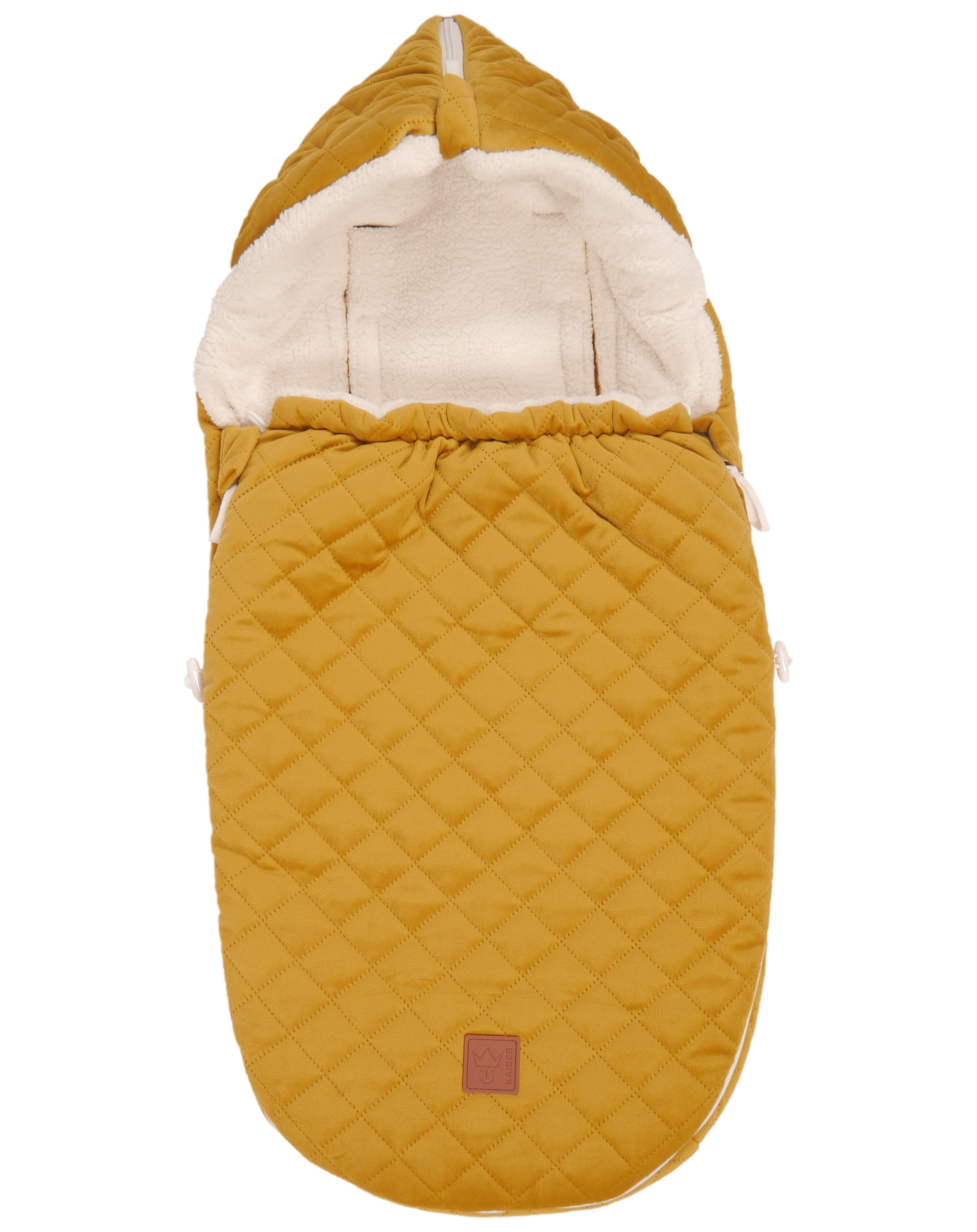 Babyschalen-Fußsack VELVET HOODY in yellow mustard
