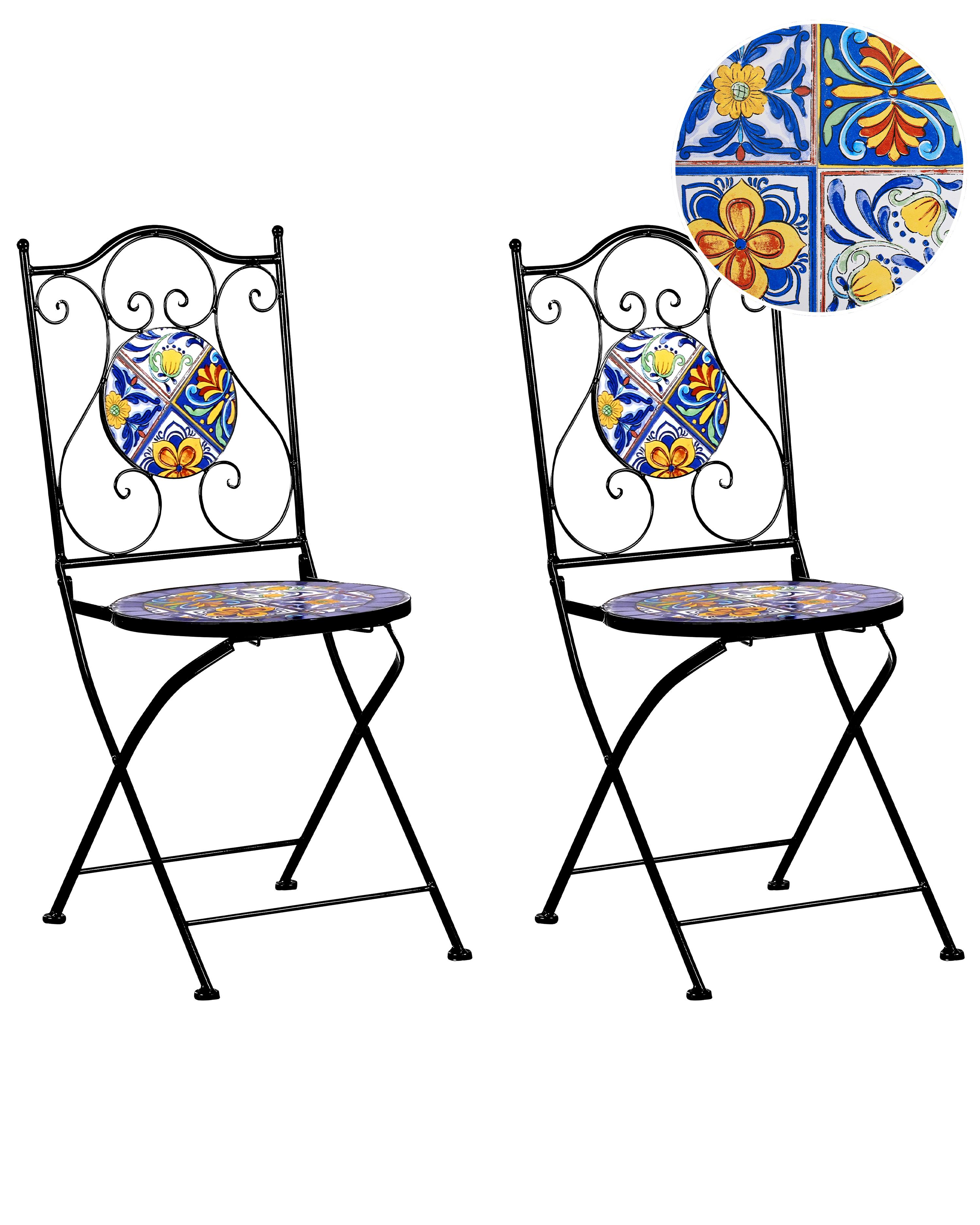 Set van 2 tuinstoelen CORIANO inklapbaar Metaal Zwart