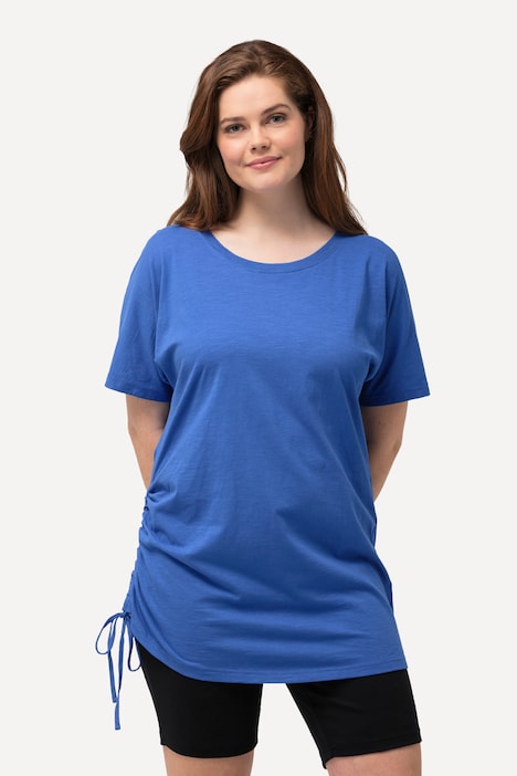 Longshirt, Raffung, Rundhals, Halbarm, Biobaumwolle