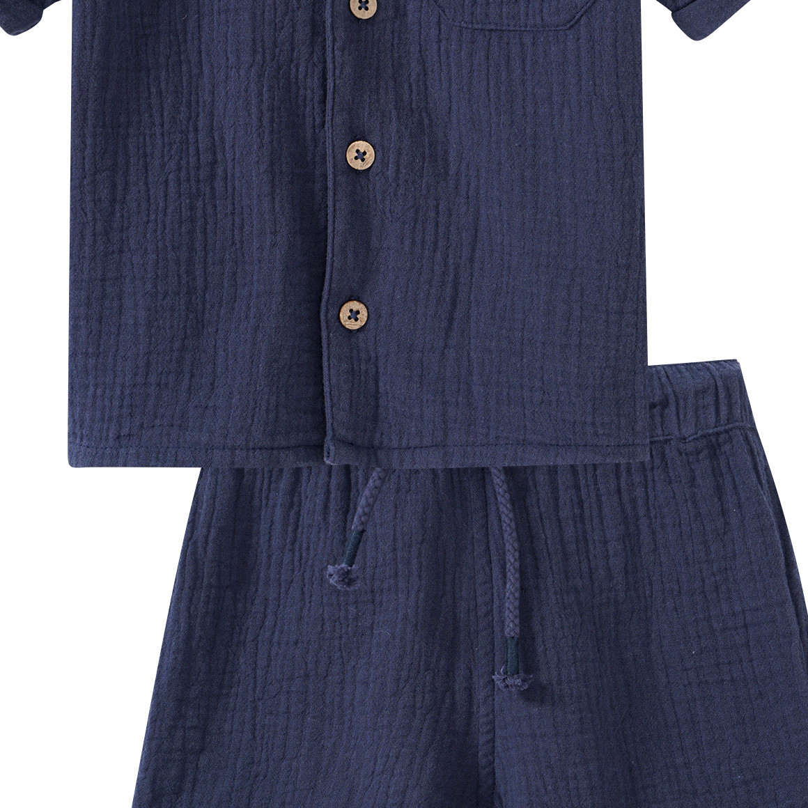 Topomini Pure Collection Baby Musselin -Hemd und Shorts im Set dunkelblau