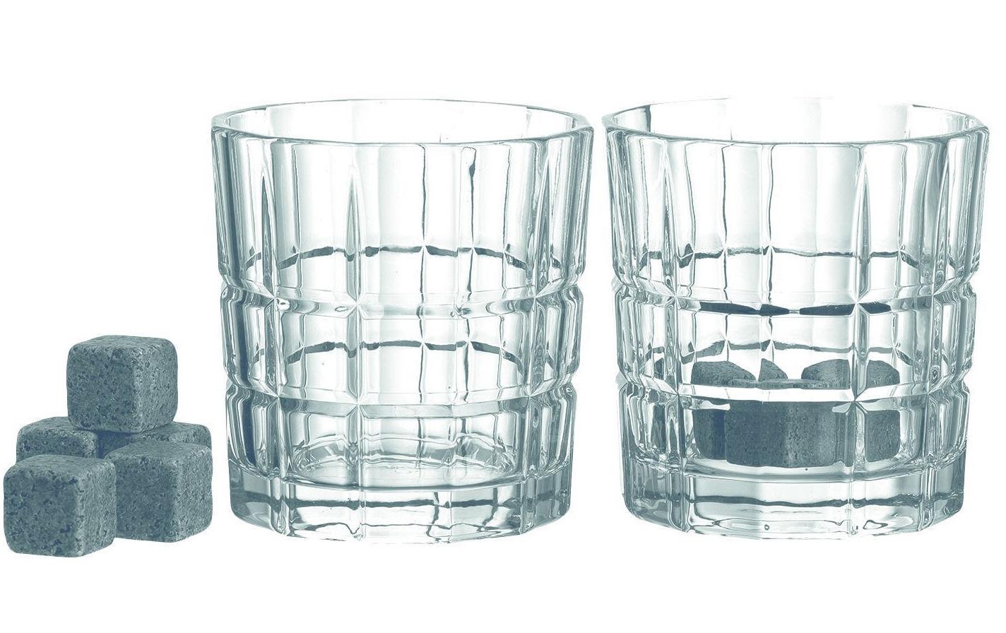Whiskyglas 360 ml, 2 Stück, TransparentWhiskybecher Set mit Eiswürfeln