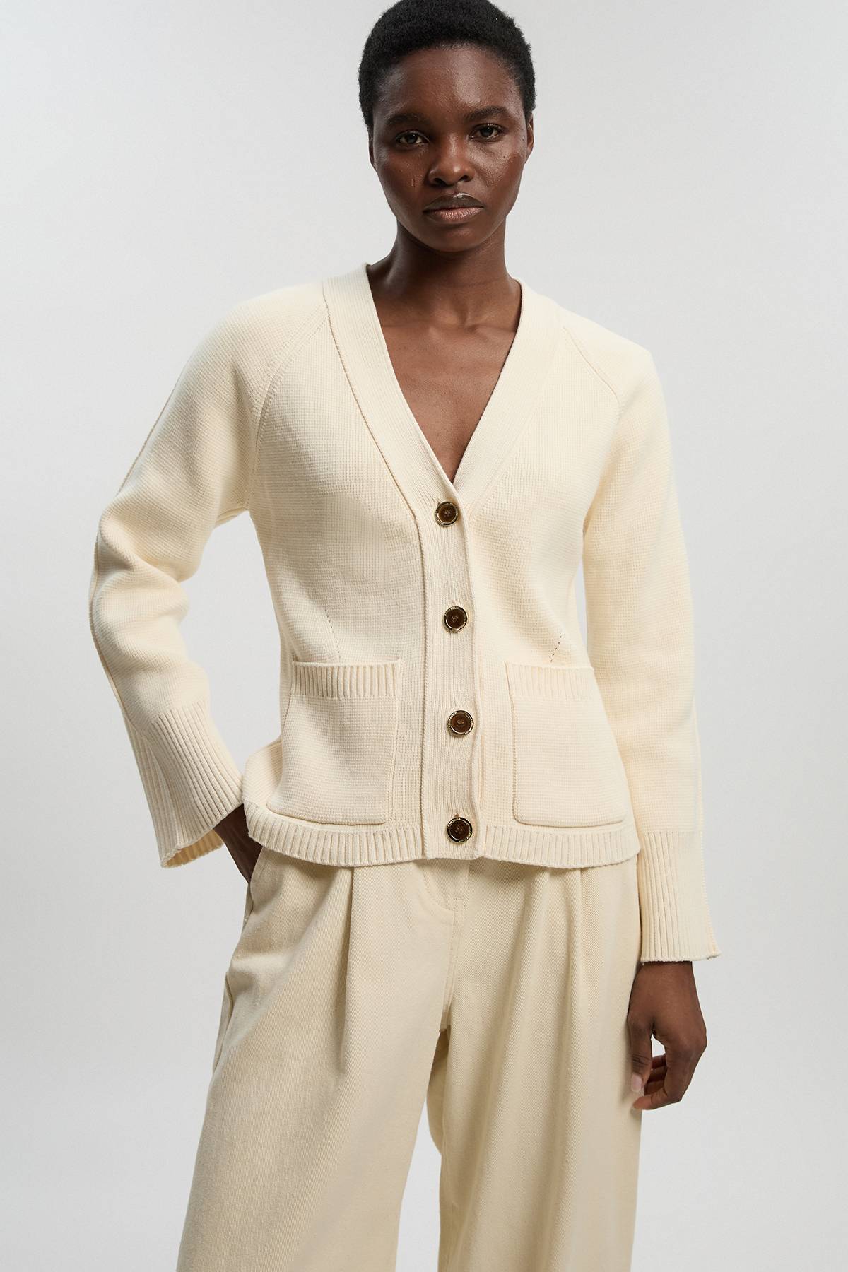 KarenMillen Petit Cardigan Boutonné En Coton Tricoté