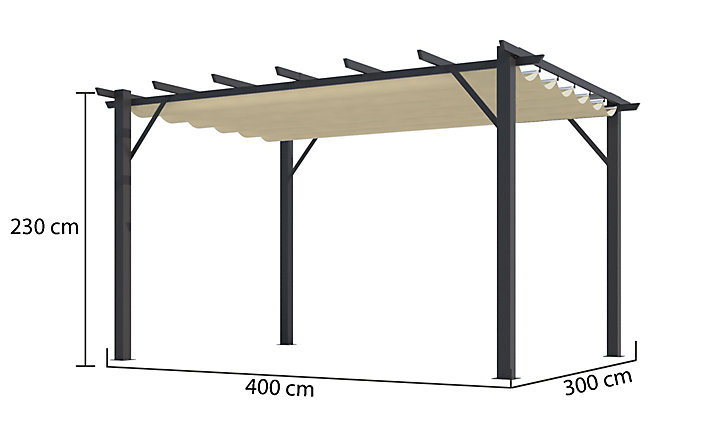 Pergola autoportante manuelle aluminium Habrita PER4030GE gris et écru 4 x 3 m