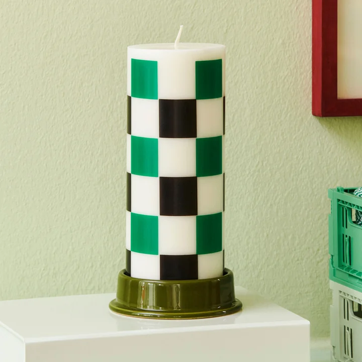HAY - Column Kerze M, off-white / green / black check