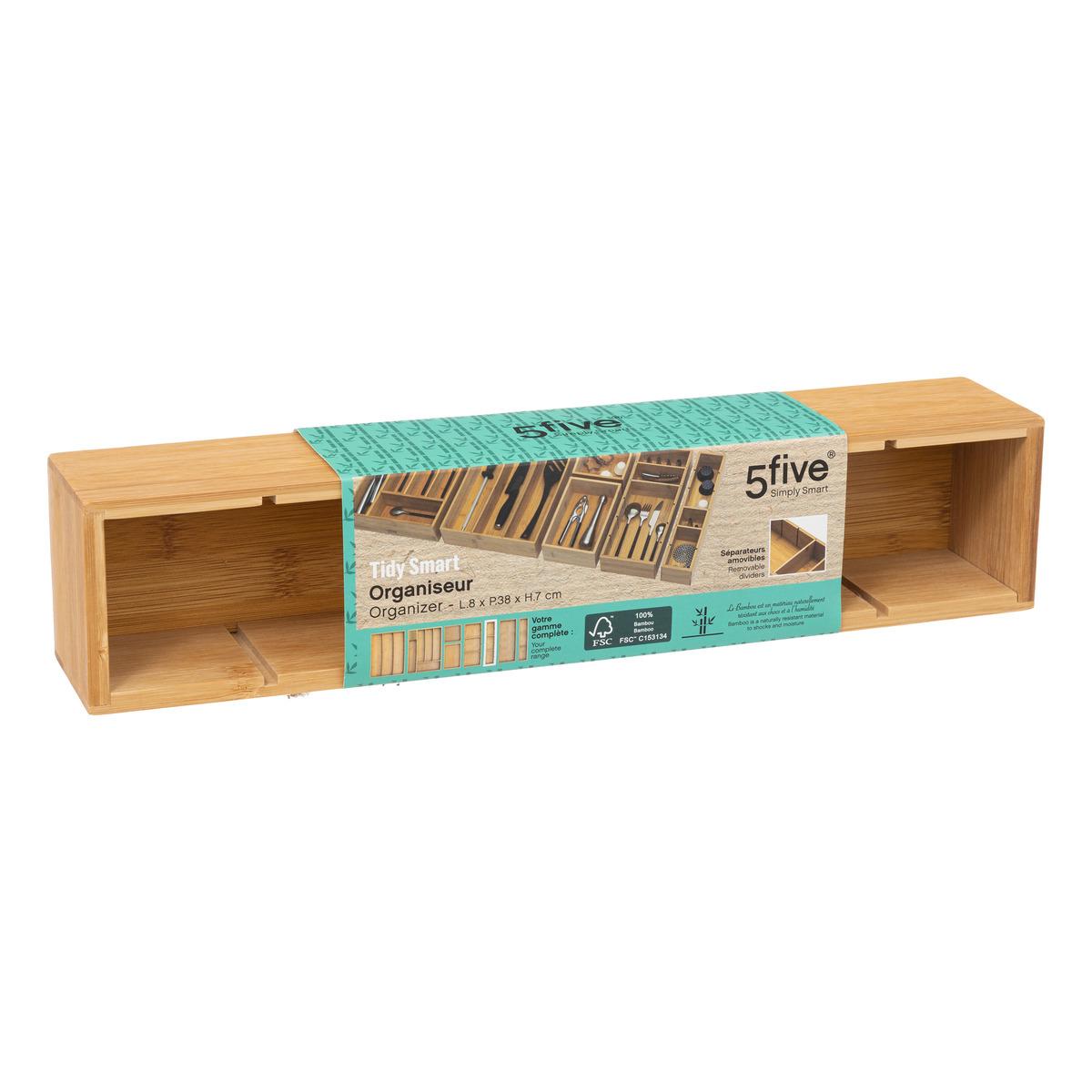 ORGANISEUR BAMBOU 8X38CM SEPARATEURS AMOVIBLES