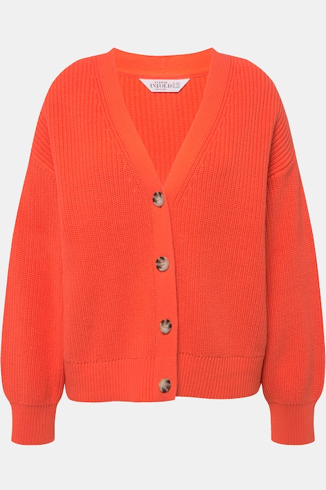 Strickjacke, oversized, Strukturstrick, V-Ausschnitt, Langarm