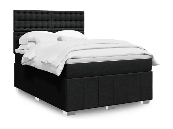 Sommier à lattes de lit avec matelas Noir 140x190 cm Tissu