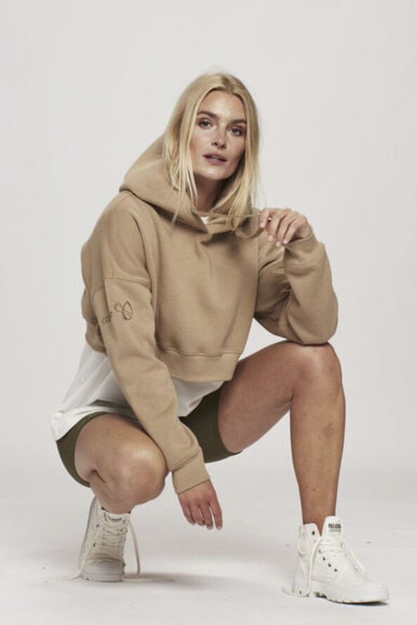 Carite Oversized Crop hættetrøje Brun