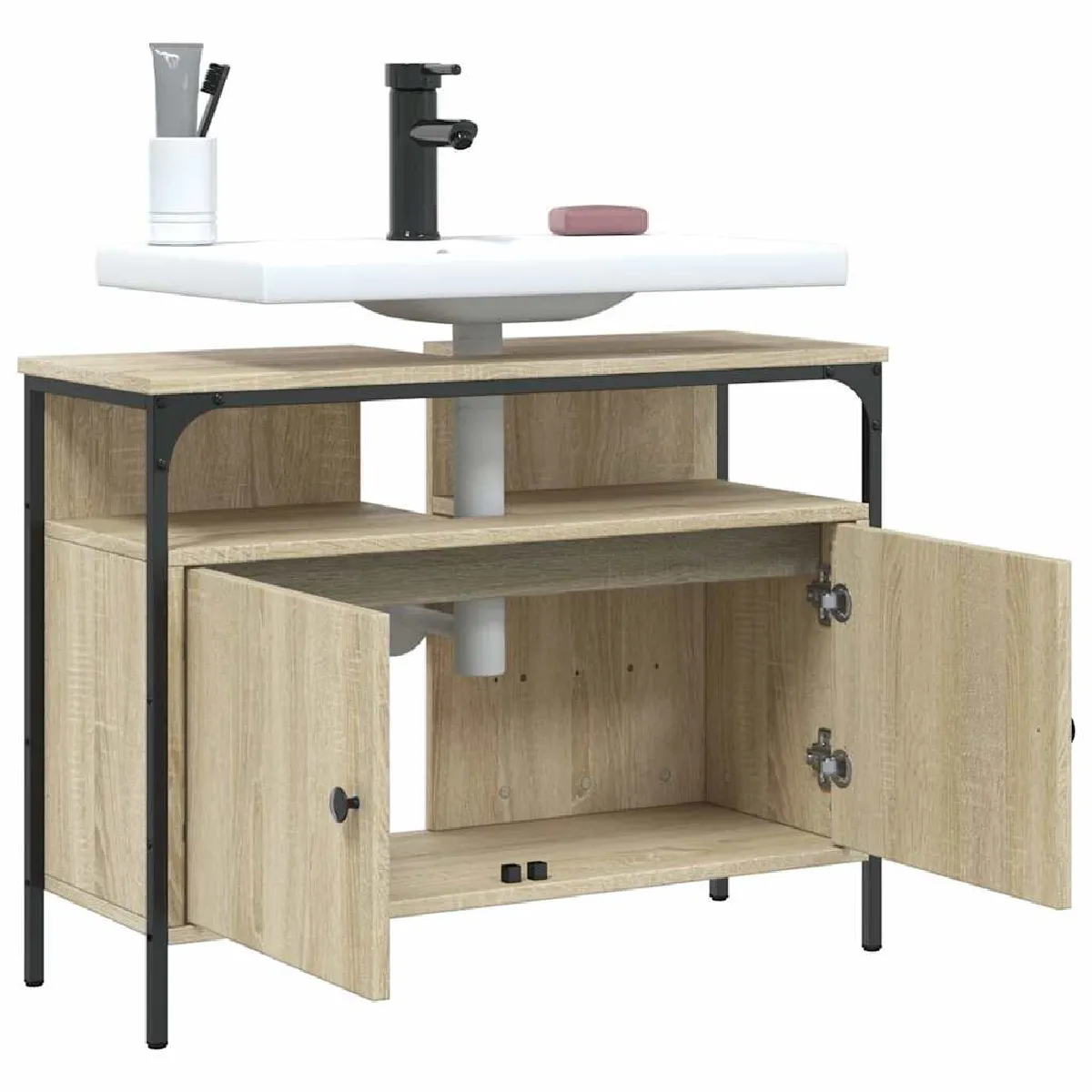 VidaXL Armoire Lavabo Salle de Bain Chêne Sonoma