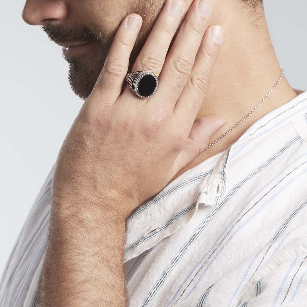 Bague Argent Blanc Thimeo Agathe Noire