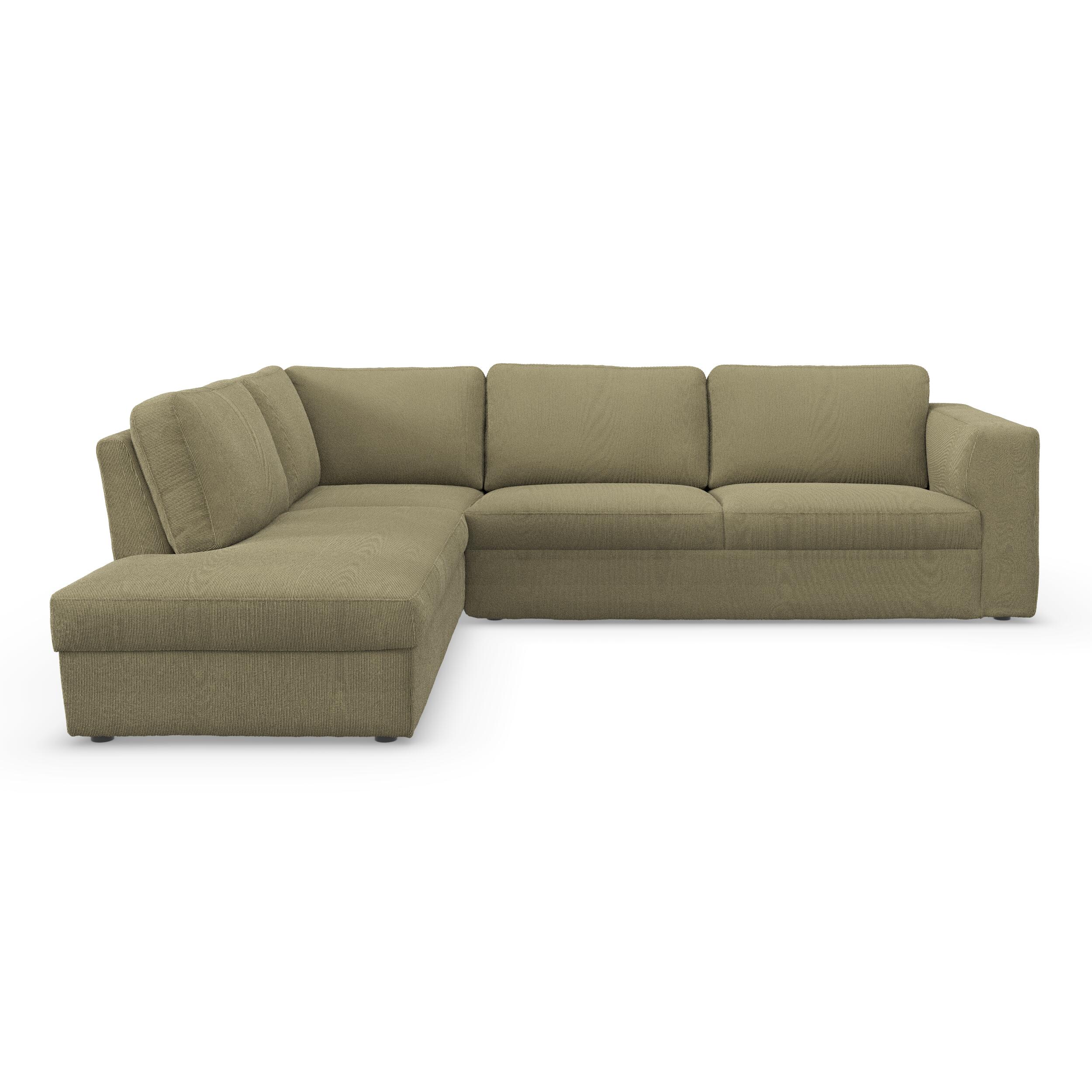 Lean venstrevendt hjørnesofa med pufafslutning