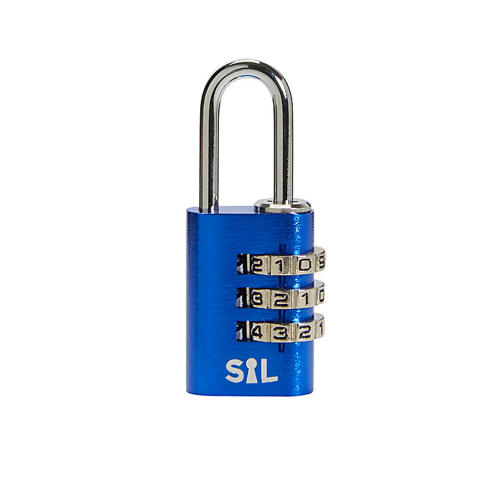 Cadenas à combinaison Smith & Locke en aluminium coloris bleu l.21 mm anse en acier