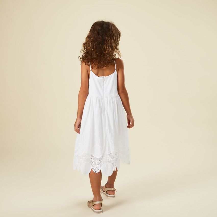 Robe de cérémonie avec broderie anglaise pour fille - Ecru