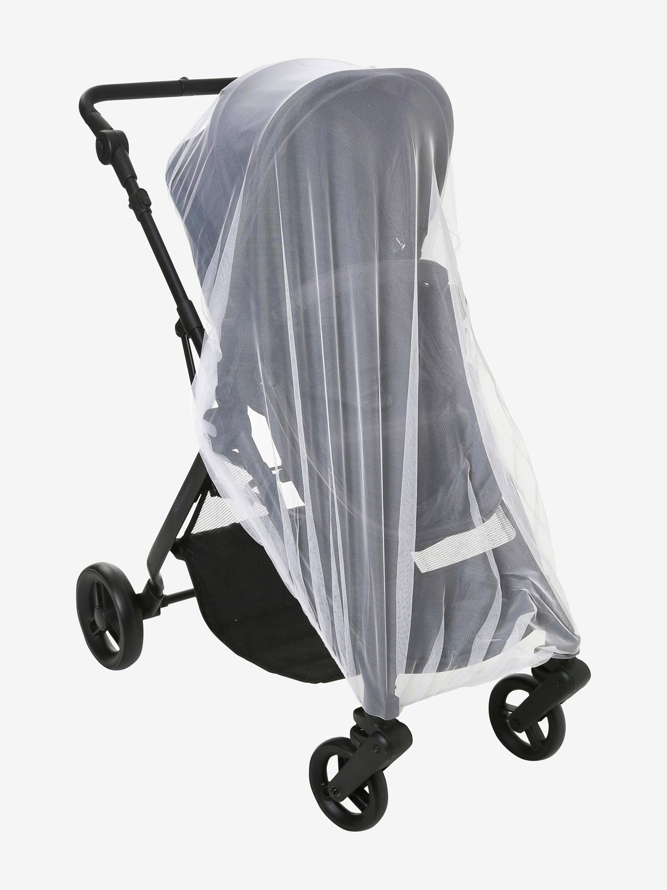 Mosquiteiro para carrinho de bebê e berço portátil, branco claro liso