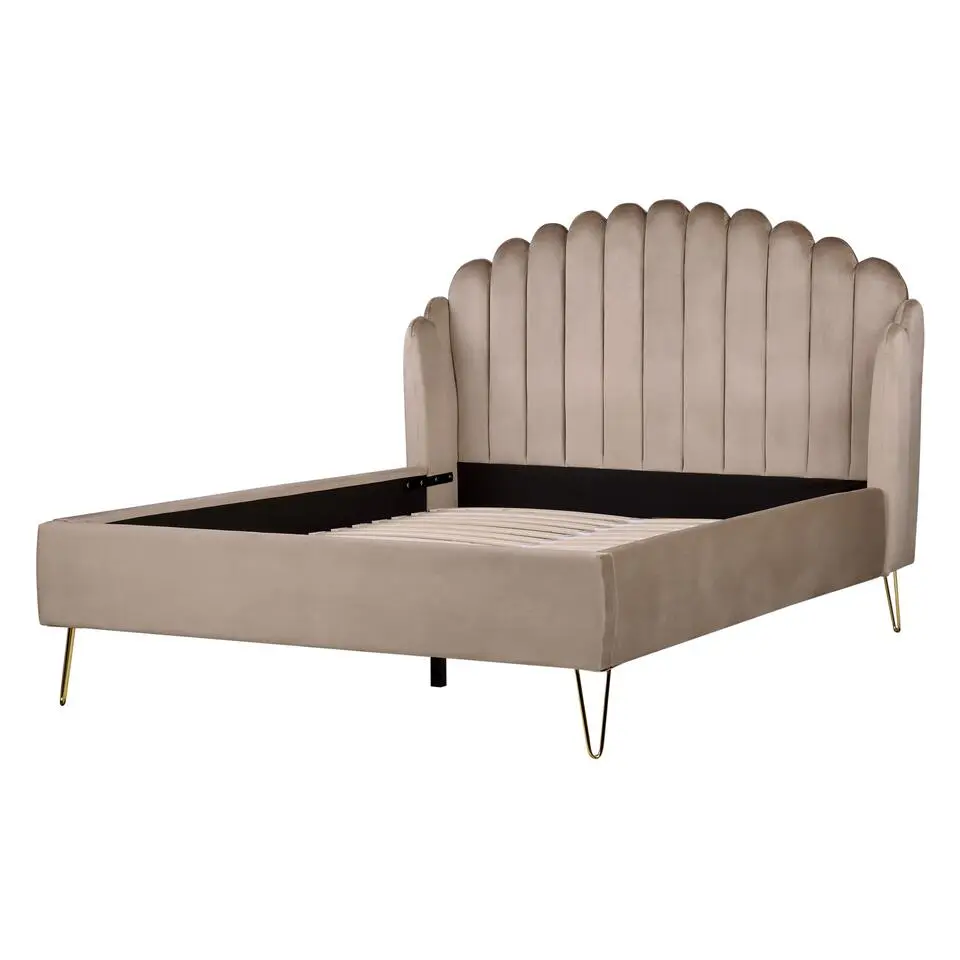 AMBILLOU - Tweepersoonsbed - Taupe - 140 x 200 cm - Fluweel