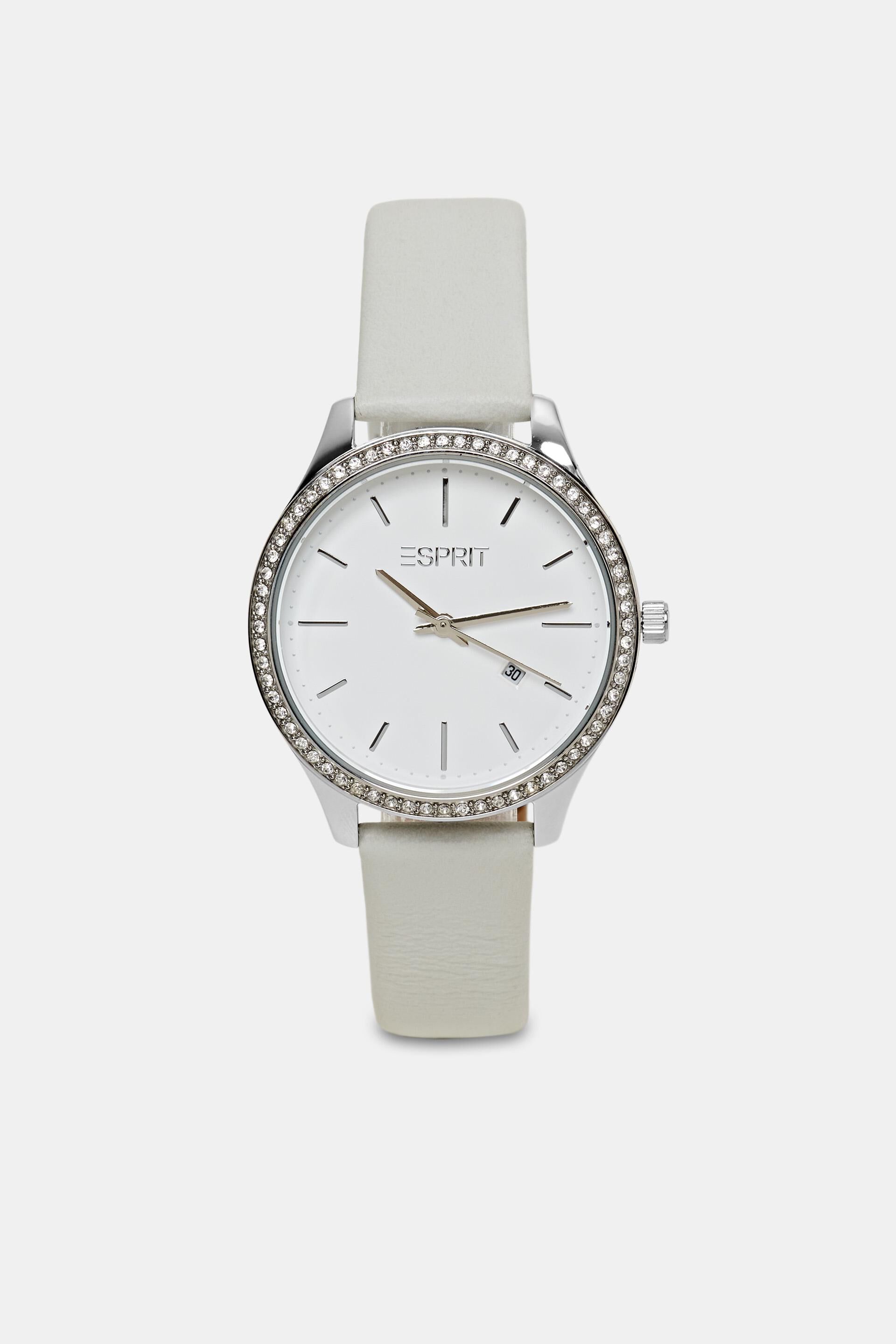 Montre en acier inoxydable dotée d’un bracelet en cuir