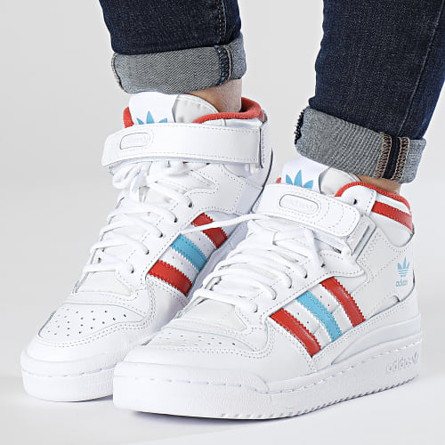 Baskets Femme Forum Mid HQ1952 Cloud White Red Blue