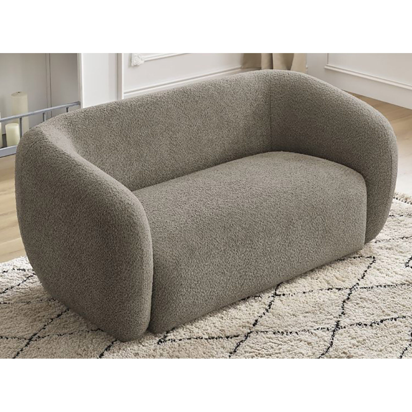 Bobochic Canapé 2 places celine bouclette taupe - 160x87x70 cm