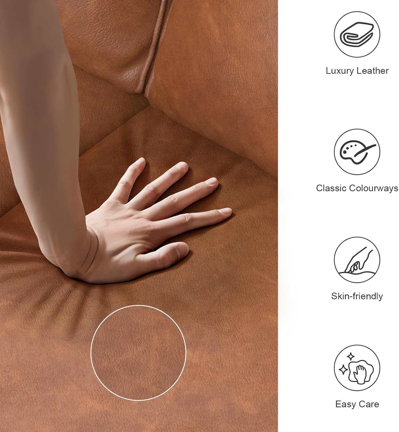 2-Sitzer-Sofa Modern Dick Gepolstert 2 Kissen Komfortables Leder Sofa mit 2 Staufächern für Wohnzimmer Schlafzimmer Büro Einfach zu montieren Klein