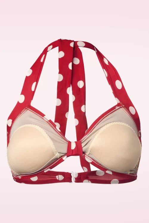 Esther Williams Klassieke polka bikinitop in rood en wit