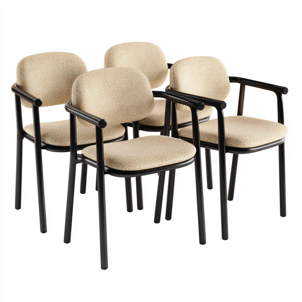 Esszimmerstuhl Set 55x45x85 cm Stoffbezug 4 Stück – Beige – Modernes Design