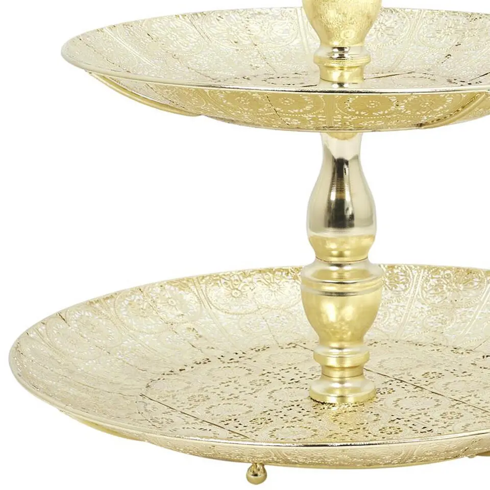 Home Deco Factory Etagere 2 laags - goud - metaal - 39 x 43 cm