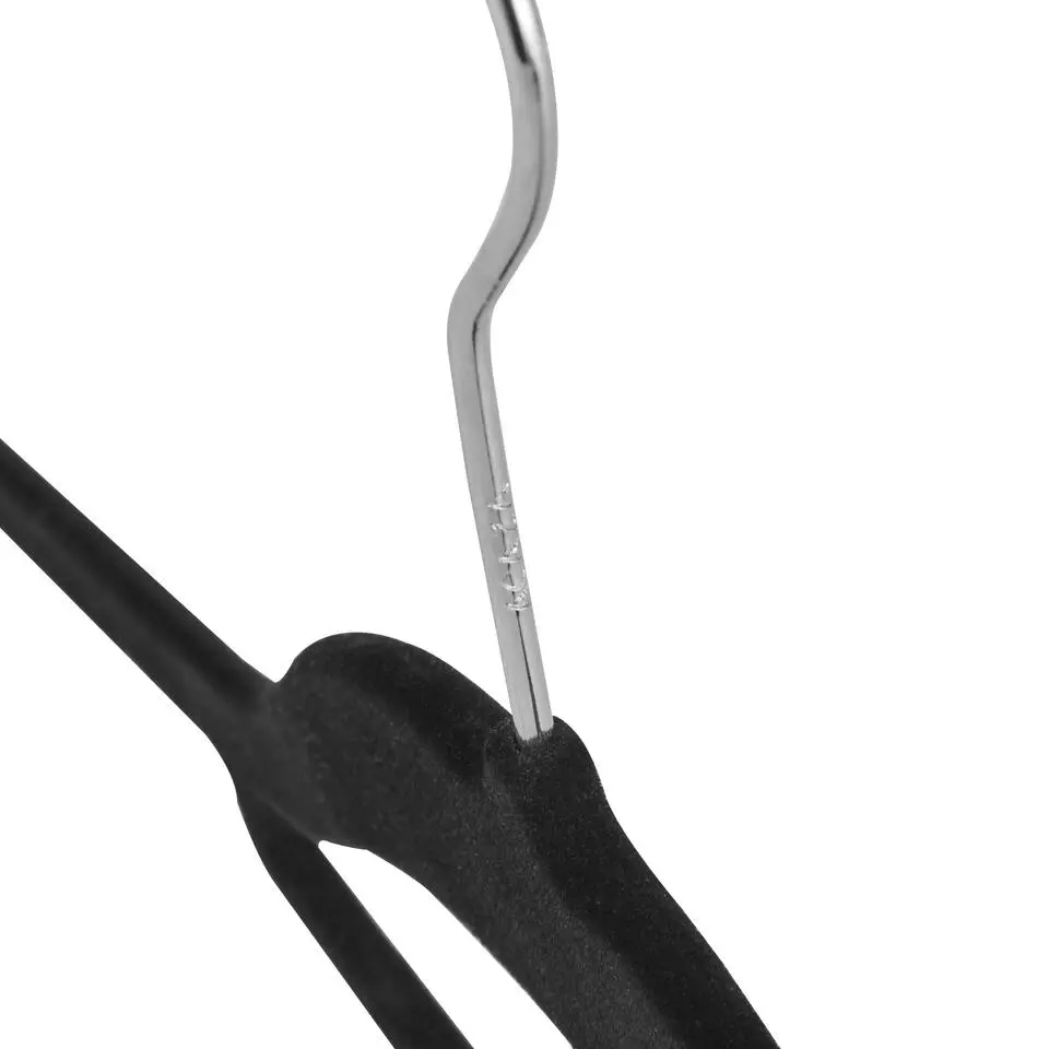 Set van 50 kleerhangers - Fluweel - Anti-slip - Kapstokken met Broeklat - Zwart