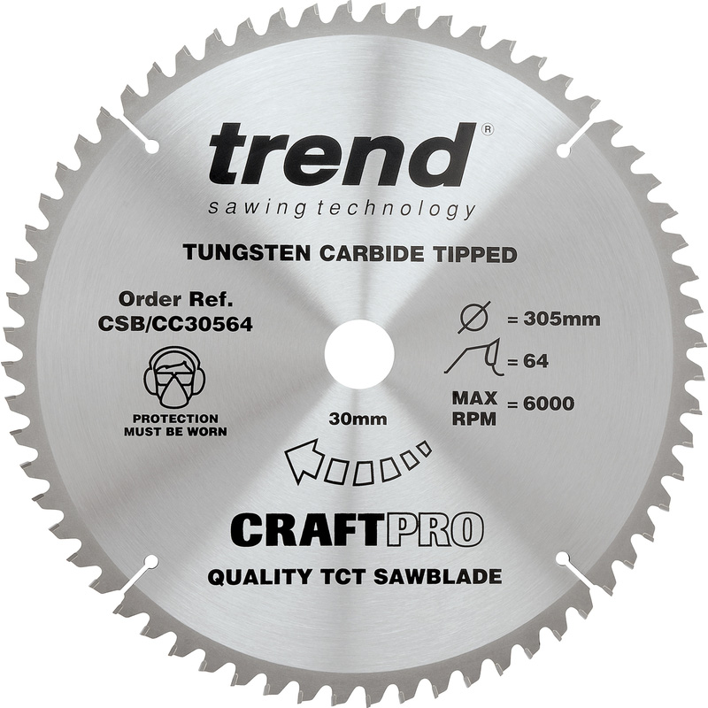 Trend Crosscut cirkelzaagblad 305x30x3mm 64T