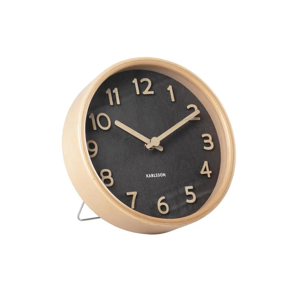 Karlsson - Tafelklok Pure Wood Grain - Zwart