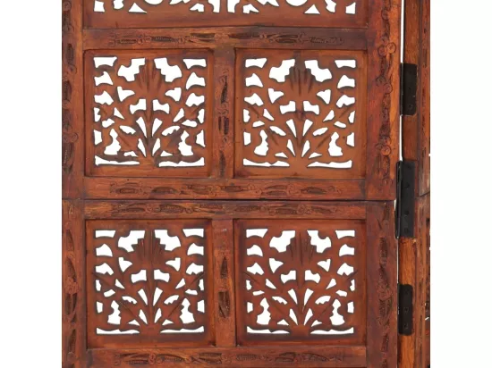 Cloison de séparation 4 panneaux Marron 160x165cm Bois manguier