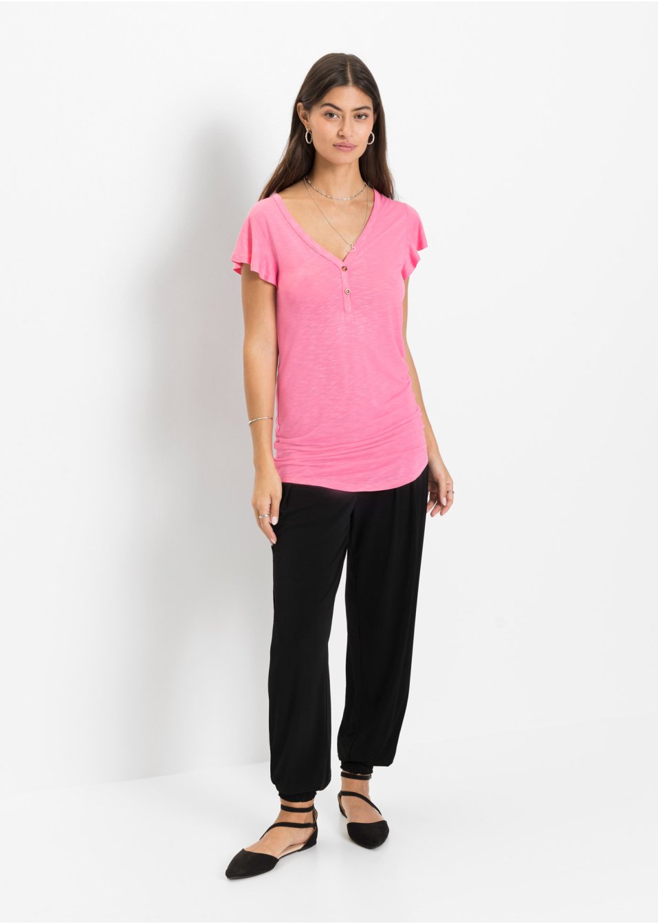 T-shirt long avec boutons