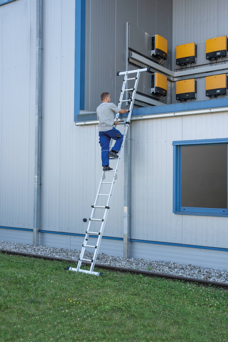 PROREGAL 4-delige telescopische ladder met dwarsbalk, 4 x 3 sporten