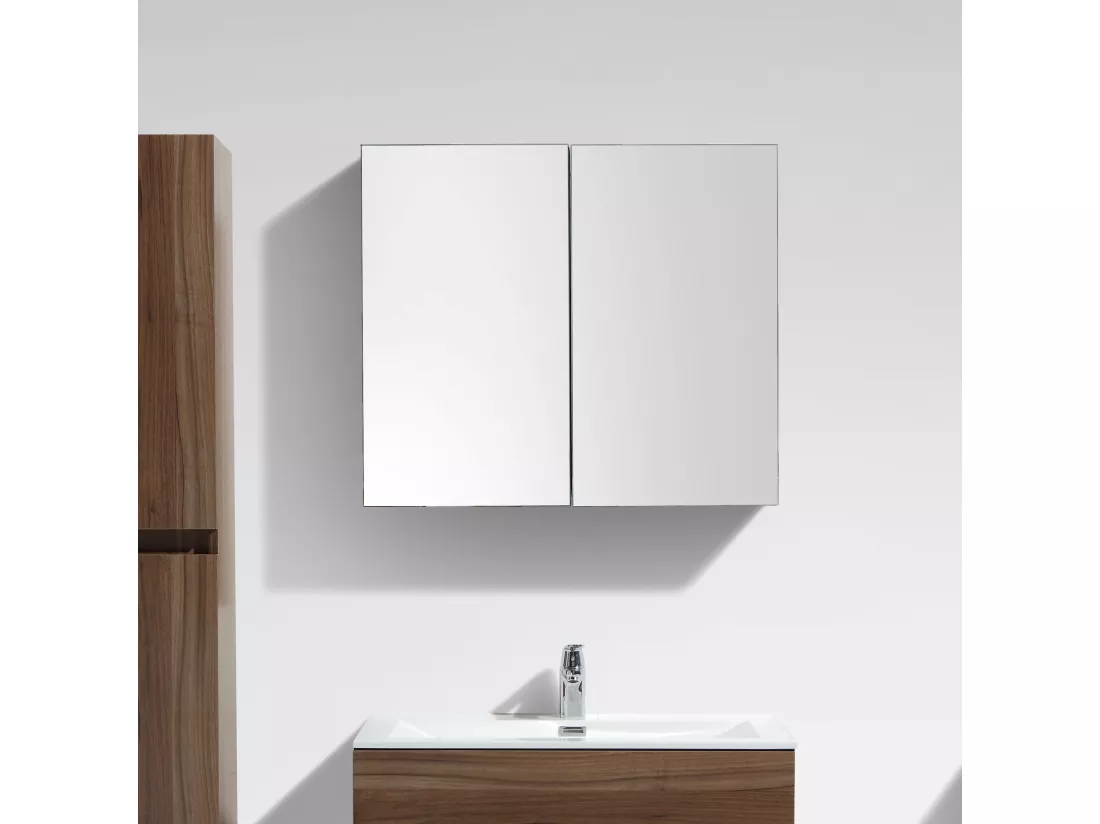 Armoire de toilette bloc-miroir SIENA largeur 80 cm noyer