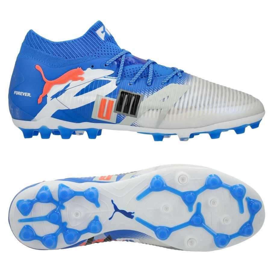 PUMA Future 8 Ultimate MG Forever - Blanc/Bleu/Gris/Noir/Glowing Red ÉDITION LIMITÉE