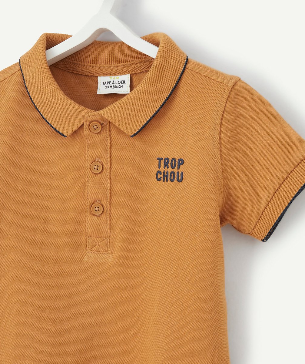 POLO MANCHES COURTES BÉBÉ GARÇON EN COTON CAMEL