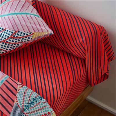 Linge de lit polycoton feuilles graphiques