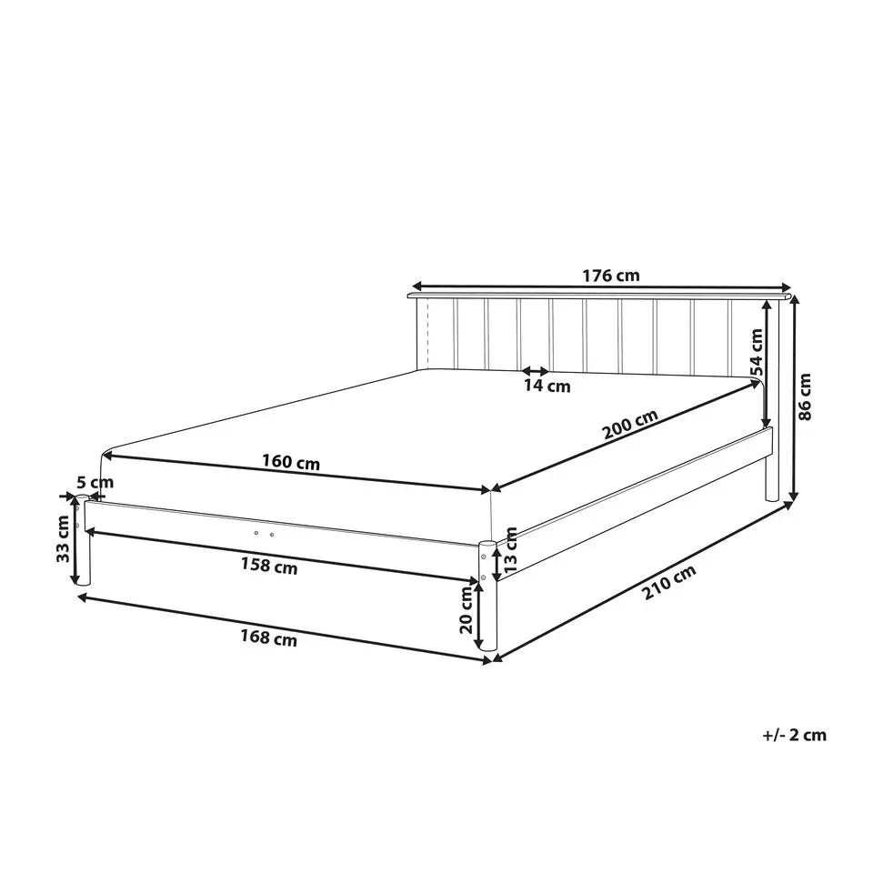 BARRET II - Tweepersoonsbed - Lichtbruin - 160 x 200 cm - Dennenhout