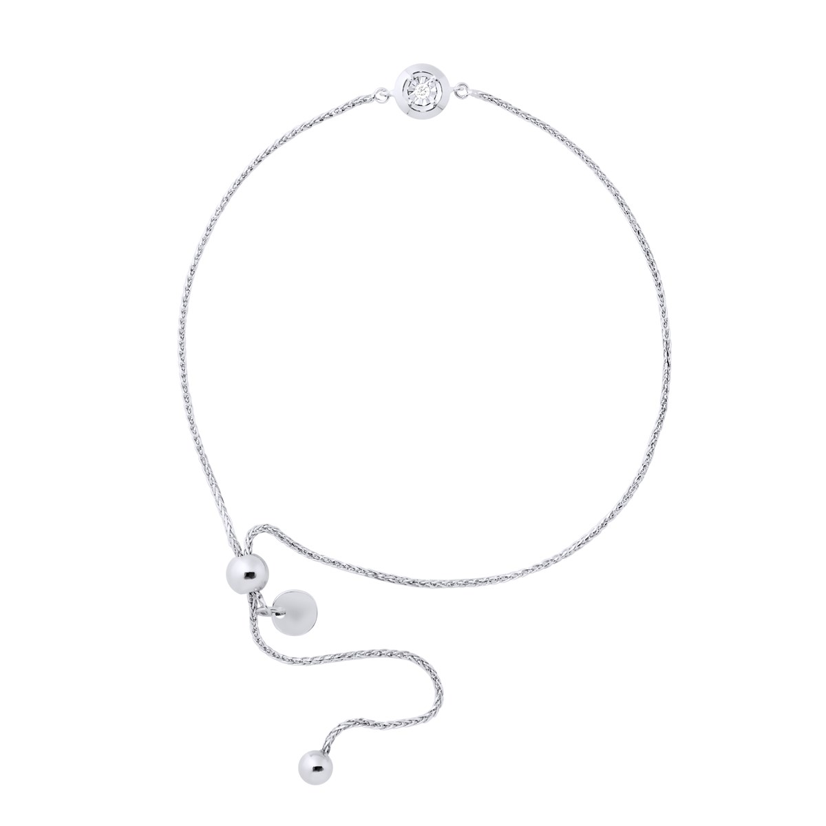 Bracelet Solitaire Diamant 0,02 Cts Illusion 0,50 Cts Or Blanc