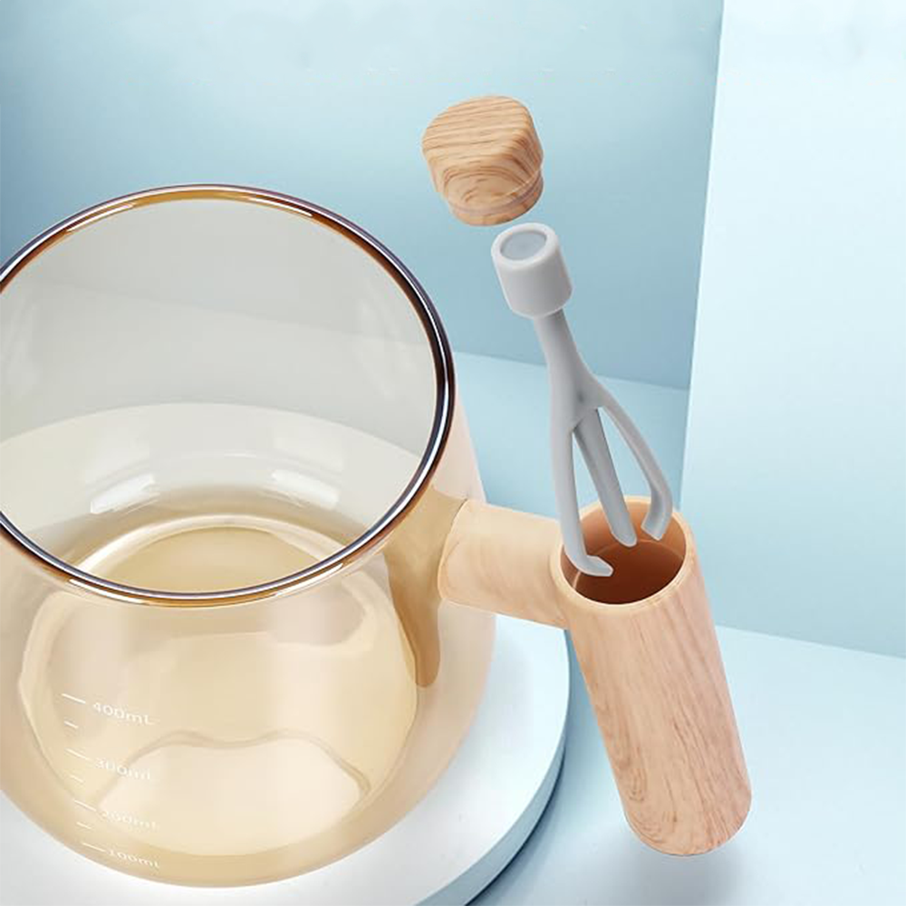(400ml) Elektrischer Rührbecher Glas Kaffee Tasse Selbstmischende Stirring Mug mit Deckel (Batteriebetrieben) - Transparent