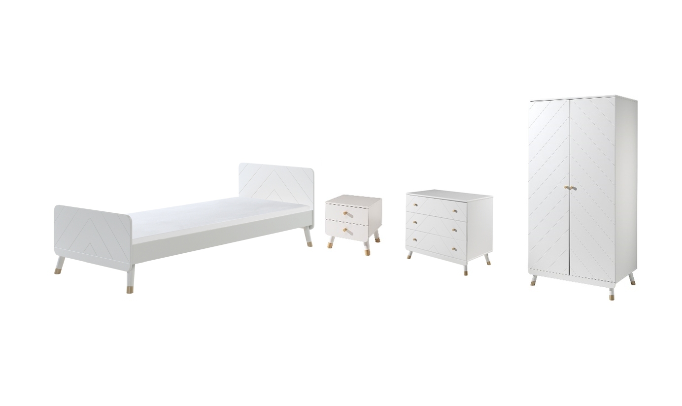 4-teiliges Kinderzimmer-Set BILLY - satinweiß - 90x200 cm