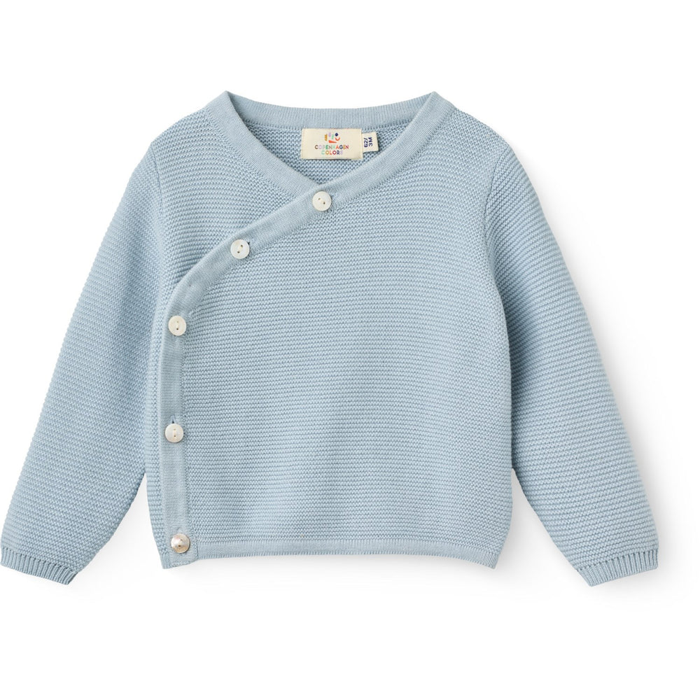 Køb COPENHAGEN COLORS Dusty Blue Baby Cross-Over Cardigan