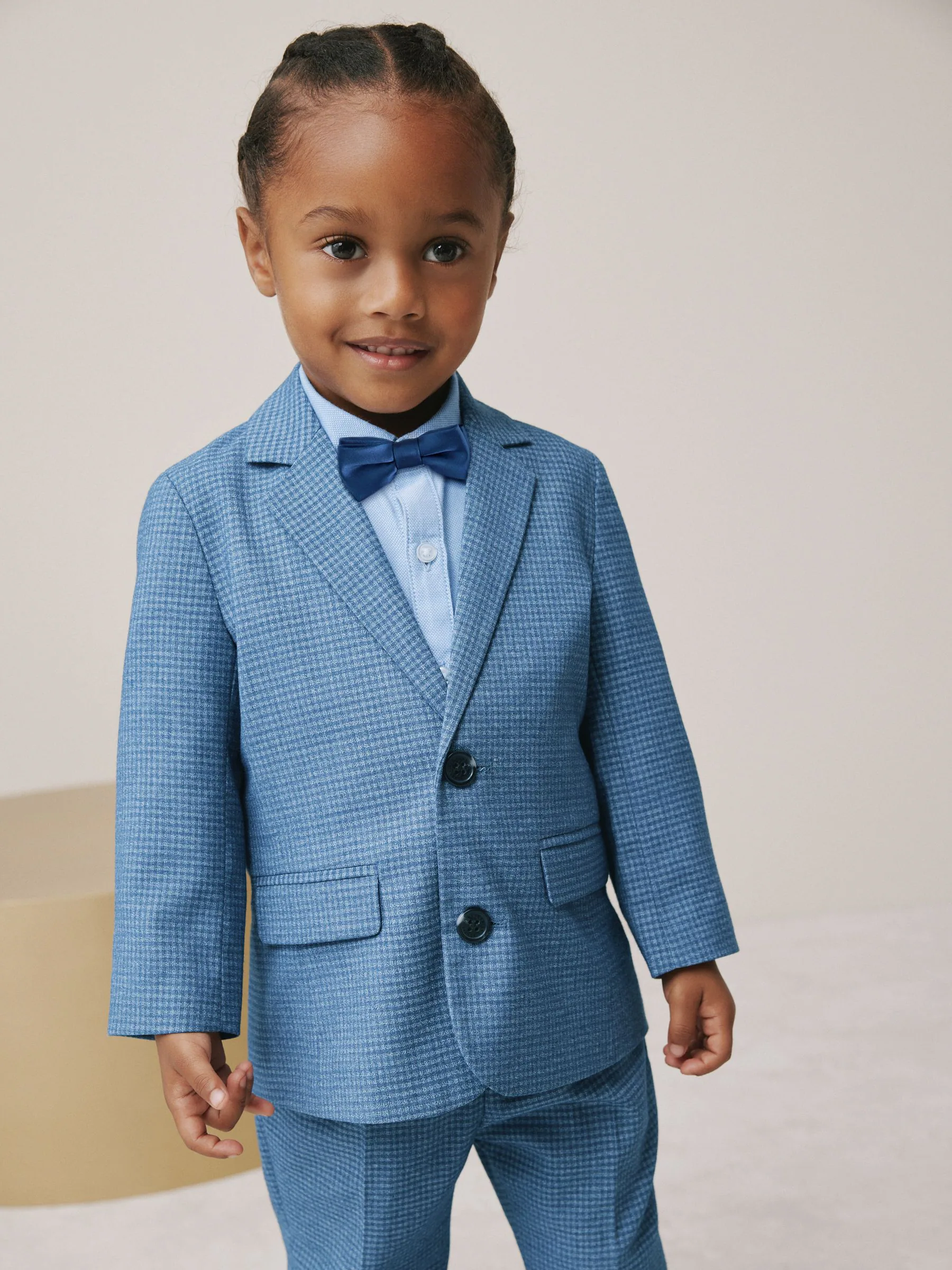 Blauw geruit - Set van blazer, overhemd, broek en vlinderdas (3 mnd - 9 jr)
