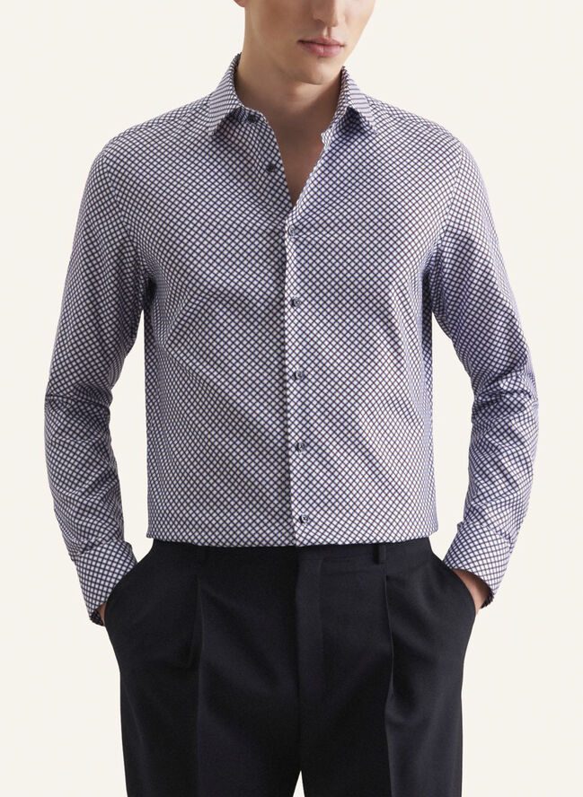 Seidensticker Business Shirt Slim Long sleeve Kent-Collar Print Brown