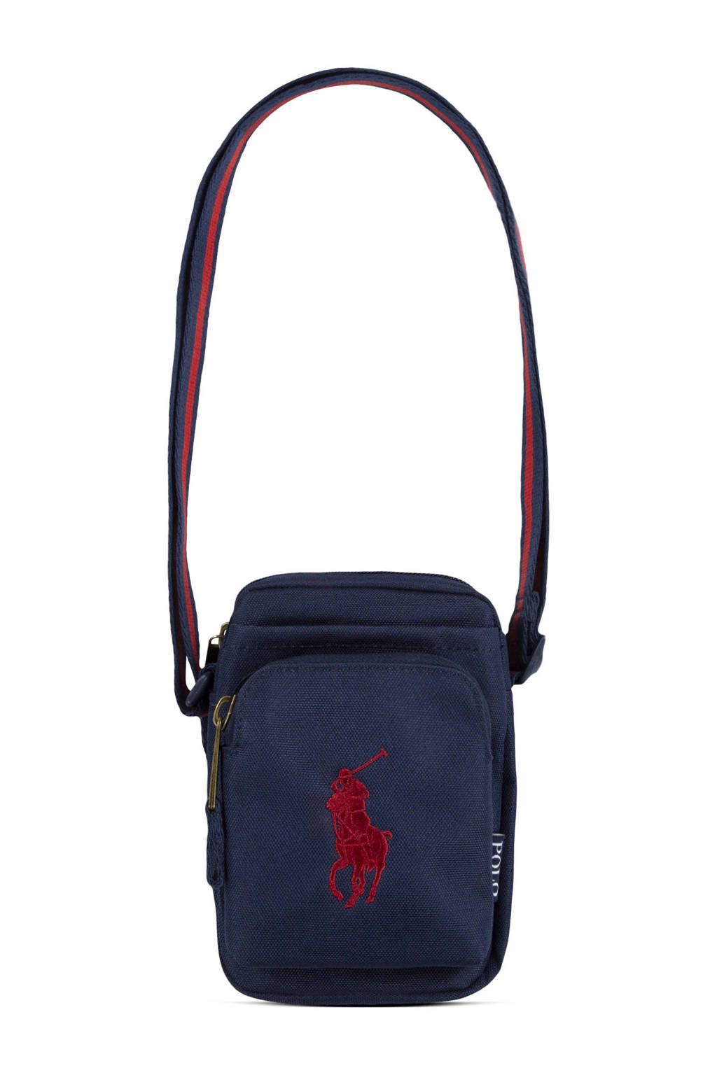 crossbody tas met logo donkerblauw/rood